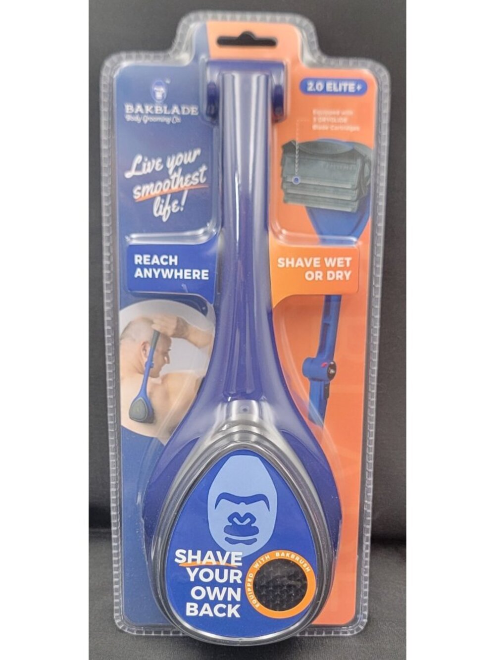 BakBlade Back Shaver 2.0 Elite For Men Silicone Grip Handle NEW SEALED